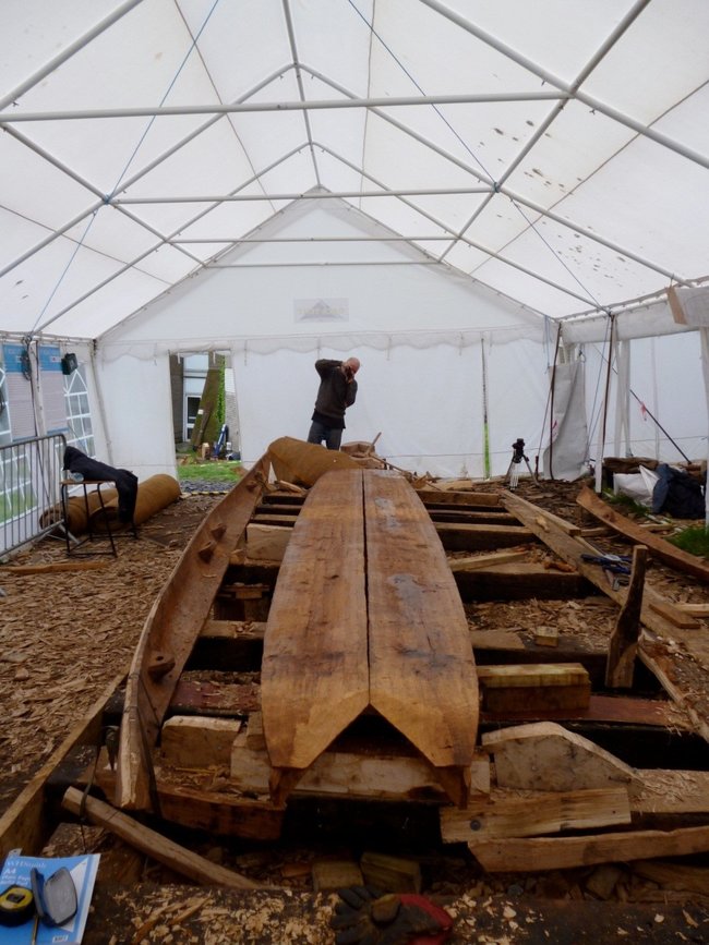 Underside of half scale dover boat reconstruction