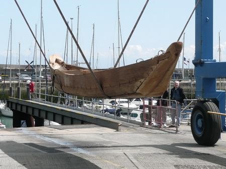 Dover boat being lowered into the water